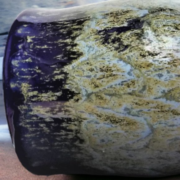 Doug Wylie Whale Tail Set-2 Wine/Water Handmade Goblet Blue/Grey Drip Pottery - Picture 9 of 15